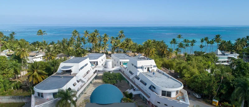 Ship-shaped architecture of Puerto Plaza Hotel Las Terrenas